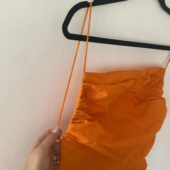 Ronny Kobo Clark Linen Blend Open Back Maxi Dress Ruched Bodycon Orange Size S - Picture 9 of 15